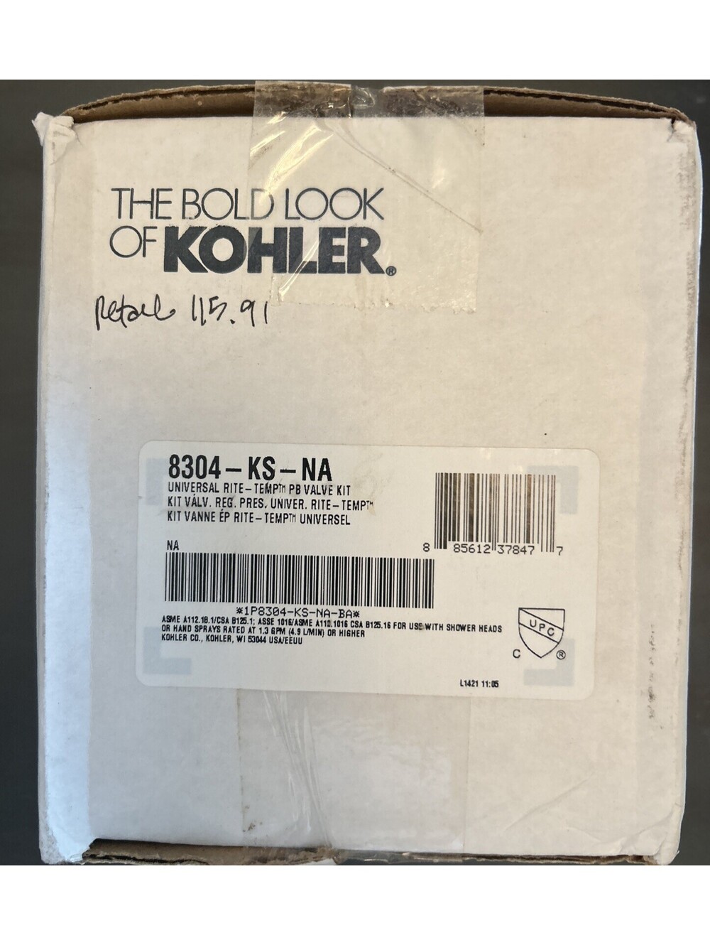 Brand New Kohler K-8304-KS-NA Rite-Temp Pressure-Balancing Valve New Sealed Box